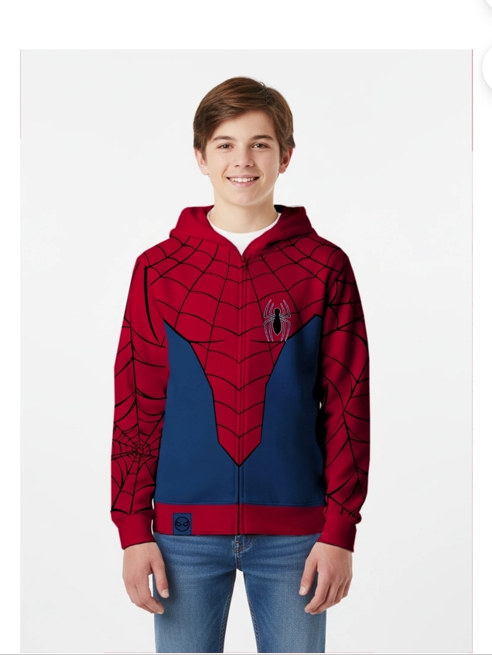 Spiderman Boys, Licensed Cosplay Full Zip Hoodie Jacket Sweatshirt